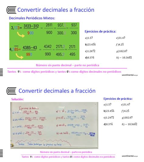 10 Ejercicios Resueltos Conversion De Decimales Periodicos Mixtos A Fraccion Pdf