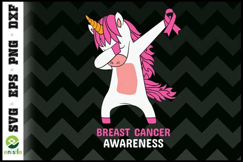 Breast Cancer Dabbing Unicorn Graphic By Enistle · Creative Fabrica