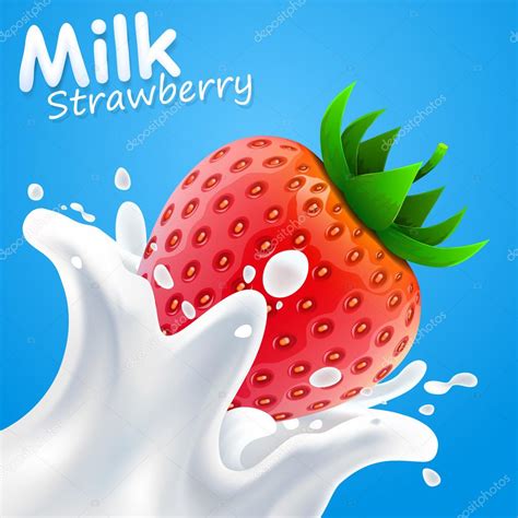 Label Milk Strawberry Vector Illustration Stock Illustration By