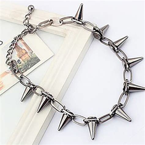 Harajuku Personality Fashion Punk Goth Rivet Necklace Spike Link Clavicle Ch Wq Ebay