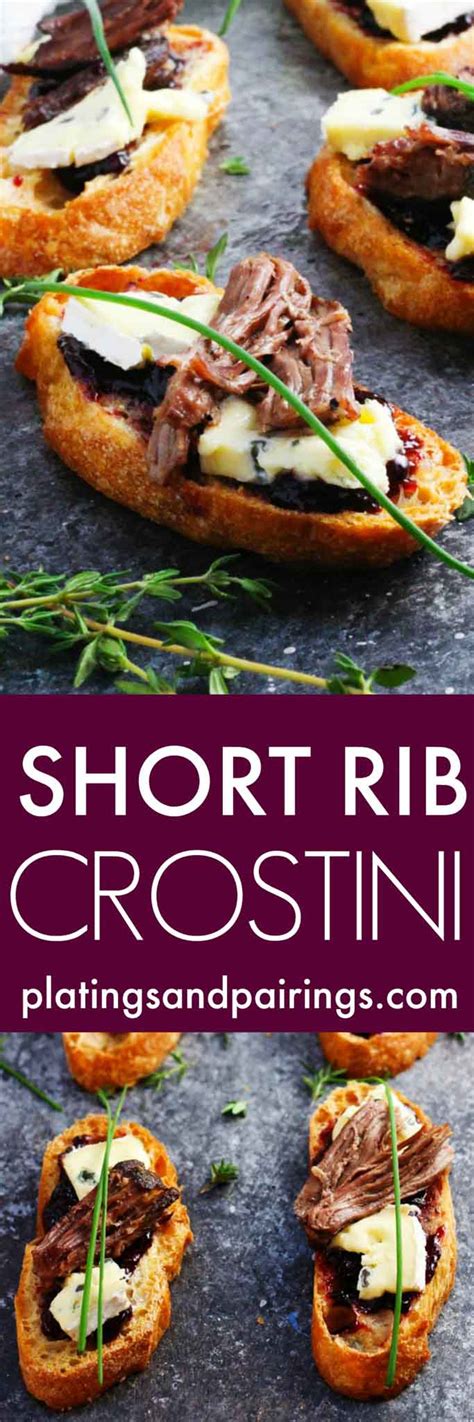 Short Rib Crostini with Cambozola Cheese and Cherry Jam - Platings + Pairings