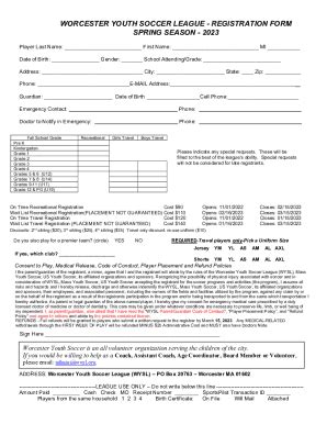 Fillable Online WYSL Registration Form Spring 2023 R1 Docx Fax Email