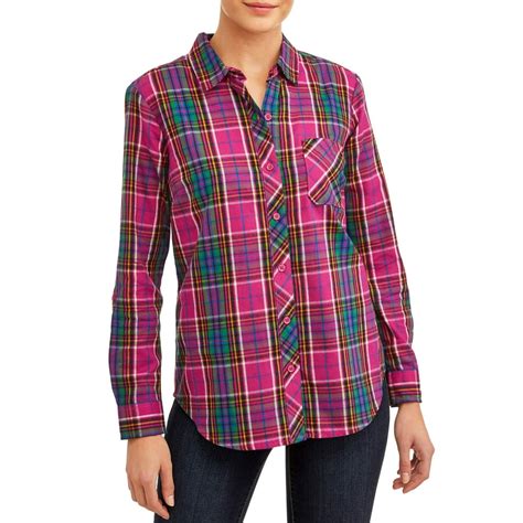 Time And Tru Time And Tru Womens Woven Plaid Shirt