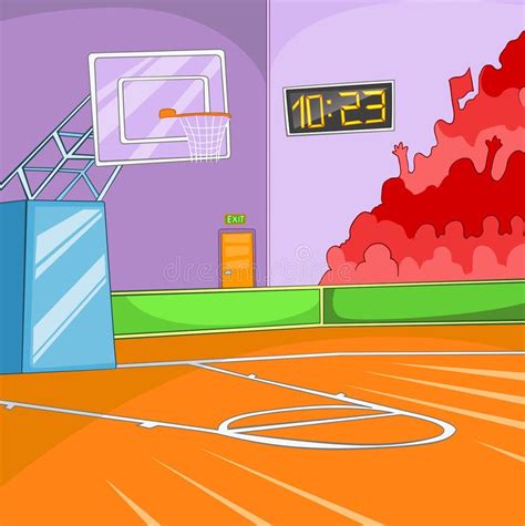 Cartoon School Basketball Gym Indoor Sports Court Empty University