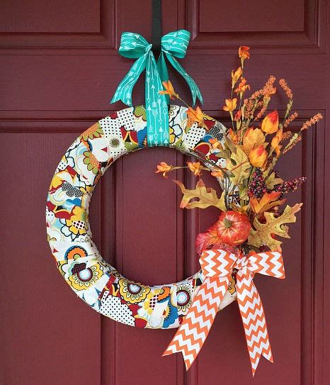 Fabric Wrapped Fall Wreath Katie Drane Blog