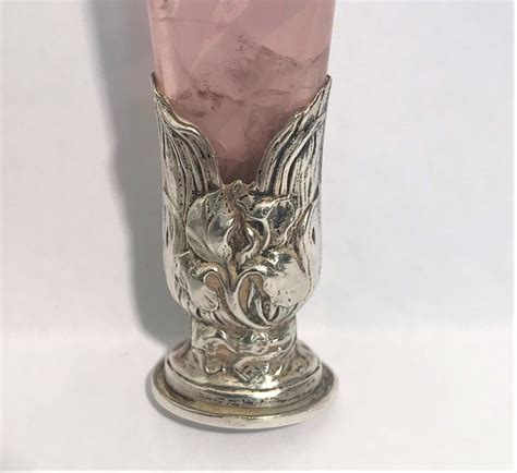 Proantic Sceau cachet en quartz rose et or blanc époque Art Nouveau