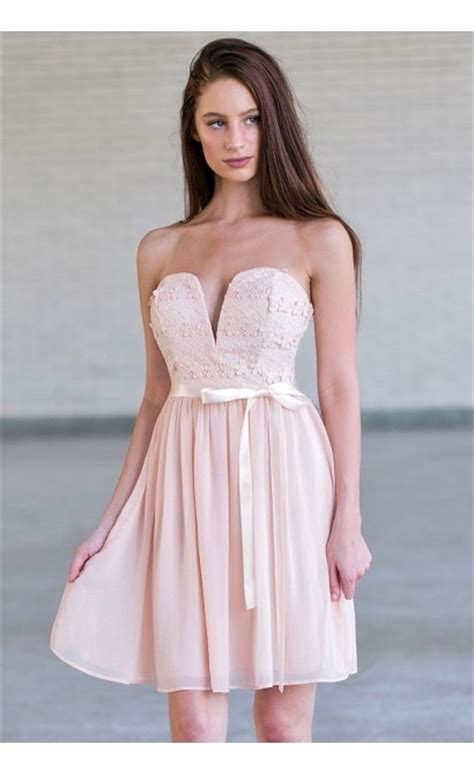 Pink Strapless Lace Dress Cute Blush Pink Party Dress Lily Boutique