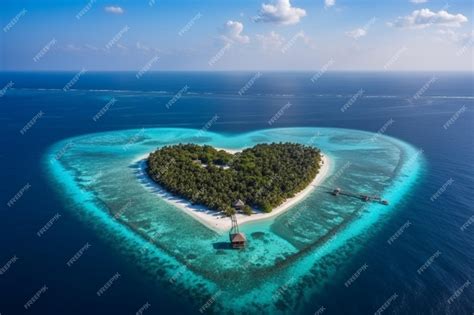 Premium Photo | A heart shaped island in the maldives