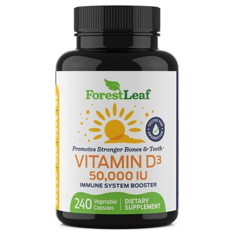 Vitamin D3 50 000 Iu Weekly Supplement 240 Vegetable Capsules For Bones Teeth Immune