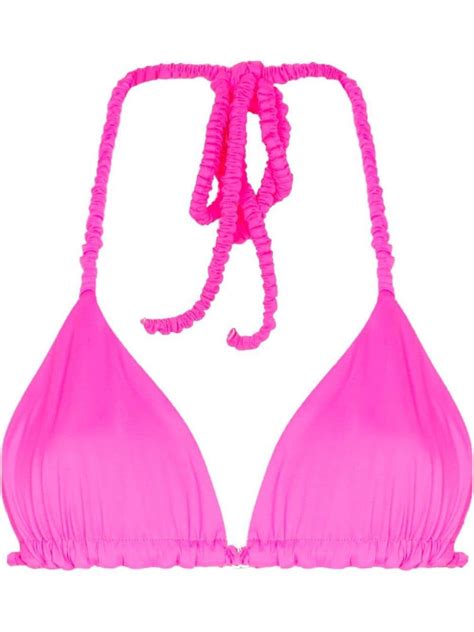 Frankies Bikinis Hope Triangle Halterneck Bikini Top In Pink Drk Modesens