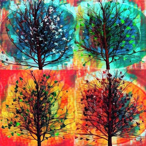 Four Seasons Square Art Digital Art By Debra And Dave Vanderlaan Pixels