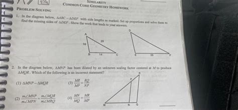 Solved SIMILARITY COMMON CORE GEOMETRY HOMEWORK PROBLEM Chegg