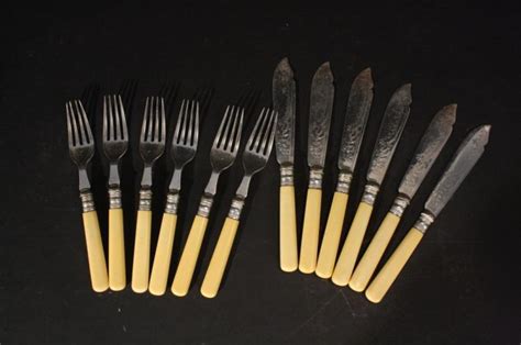 Antique Victorian Silver Bakelite Flatware Set