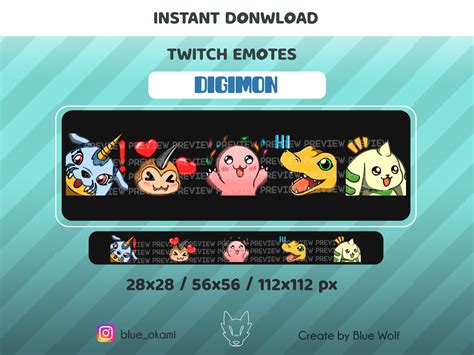 Twitch Emotes Digimon Agumon Gabumon Terriermon Tsunomon Etsy