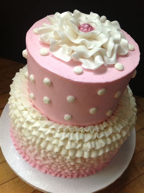 Buttercream Cake With Ombre Ruffles Ruffle Cake Cake Ruffle Cake