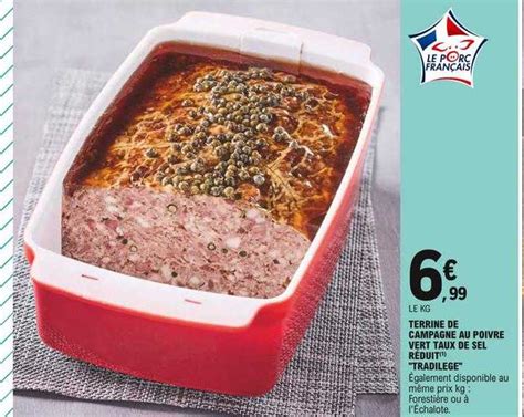 Promo Terrine De Campagne Au Poivre Vert Taux De Sel Réduit tradilege