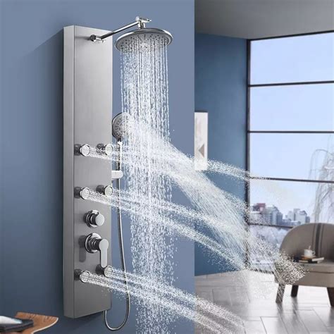 Shower Panel Bathroom Wall Mounted Stainless Steel Waterfall Shower