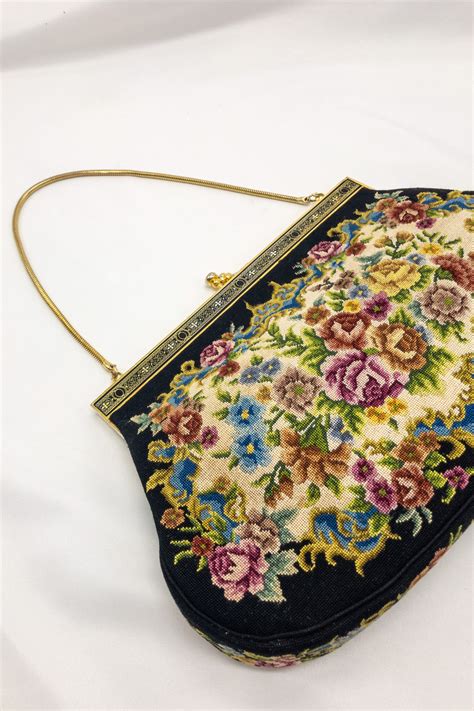 Vintage Tapestry Evening Bag Floral Clutch Handbag Carpet Etsy Uk