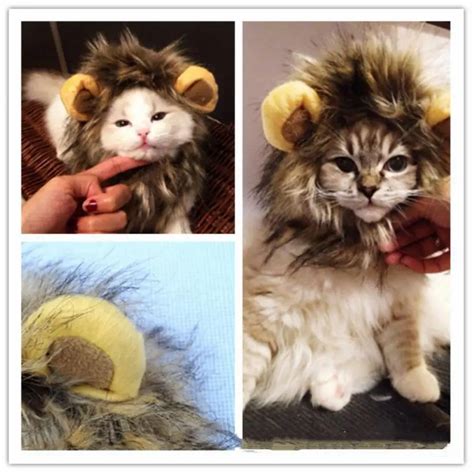 Funny Lion's Mane Cat Hat head 26 30 cm cat's toy lion mane hat Stuffed ...