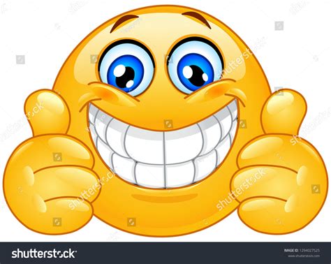 Big Smile Emoticon Thumbs Stock Vector (Royalty Free) 1294027525 ...