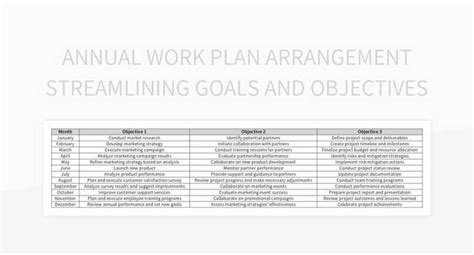 Annual Work Plan Arrangement Streamlining Goals And Objectives Excel | Template Free Download ...