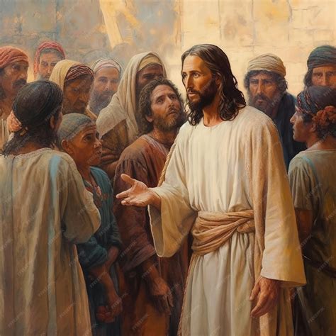 Premium Ai Image Jesus Christ Talking To People Oil Painting