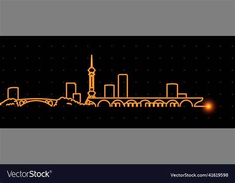 Shijiazhuang light streak skyline profile Vector Image