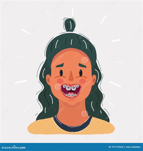 Girl With Braces On Her Teeth Vector. Cartoon. Isolated Art | CartoonDealer.com #140473060