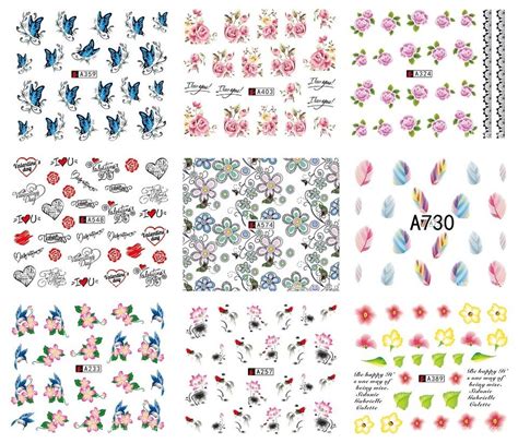 50 Sheets Mixed Flower Stickers Diy Water Transfer Nail Art Decals