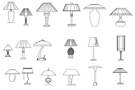 Multiple table and night lamp elevation blocks cad drawing details dwg file - Cadbull