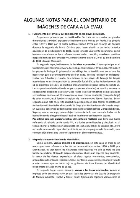 Comentario De Texto Evau Uclm Resúmenes De Historia De España Docsity