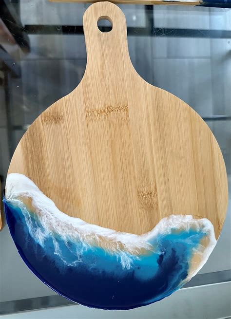 Epoxy Resin Cheese Bamboo Board Ocean Wave Maui Style Etsy