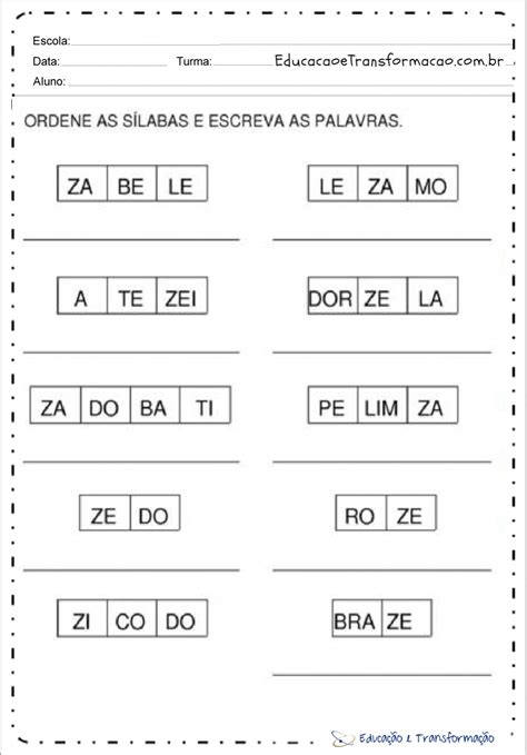 Forme Palavras Com As Letras - Ordene As Letras E Forme Palavras - BRAINCP