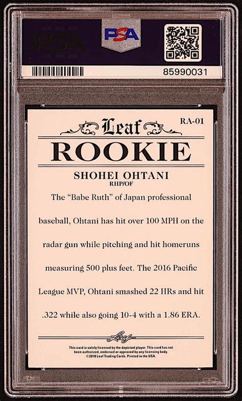 Shohei Ohtani 2018 Leaf Ohtani Rookie Achievement Red RA01 RC 106 200