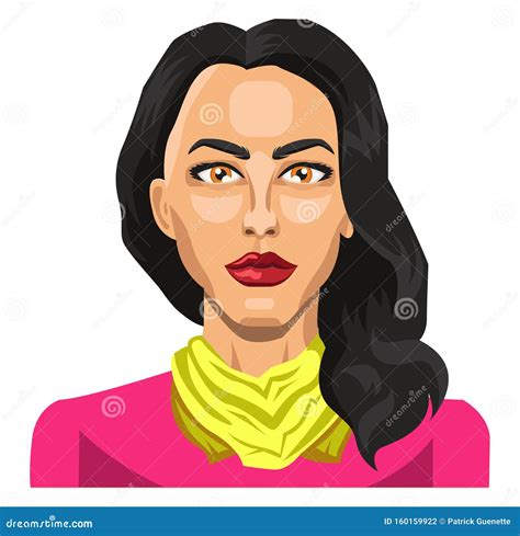 Girl With Long Black Hair Illustration Vector Stock Vector