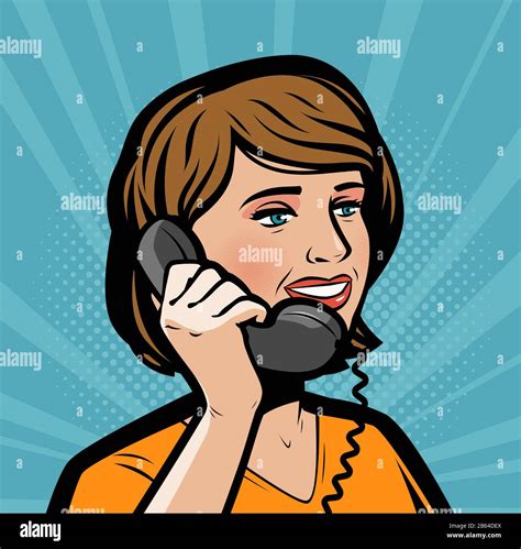 Beautiful Girl Talking On Phone Retro Comic Pop Art Vector