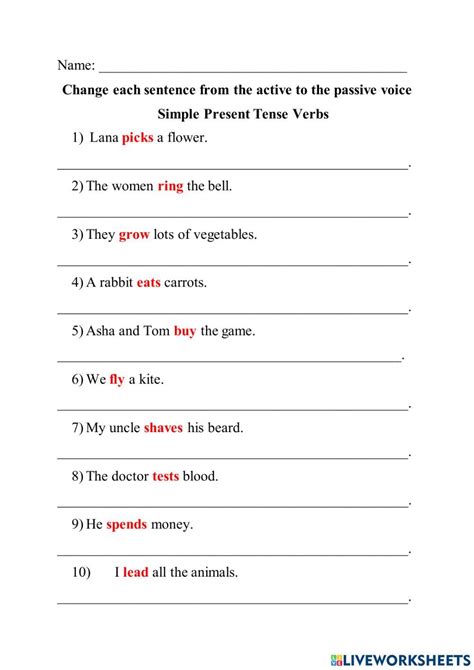 Change The Active To The Passive Voice With Simple Present Tense Verbs