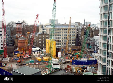 Construction Work Taking Place At Tottenham Court Road Site Of The New