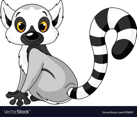 Cute Funny Sitting Lemur Royalty Free Vector Image