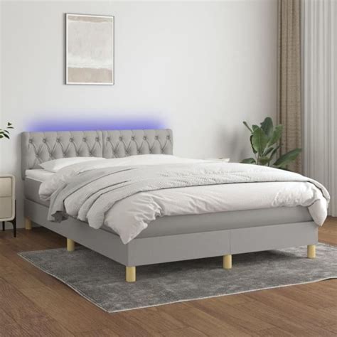 Lex Lits Cadres De Lit Sommier Tapissier Et Matelas Et Led Gris Clair