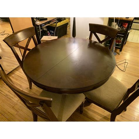 Macys Bordeaux Pedestal Round Expandable Table W 4 Chairs Aptdeco