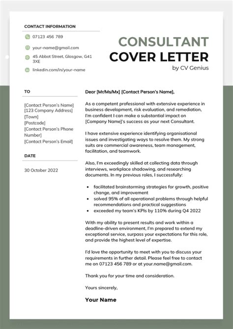 Consulting Cover Letter Example Tips And Free Download