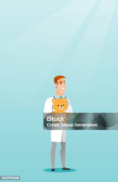 Pediatrician Doctor Holding Teddy Bear Stock Illustration Download