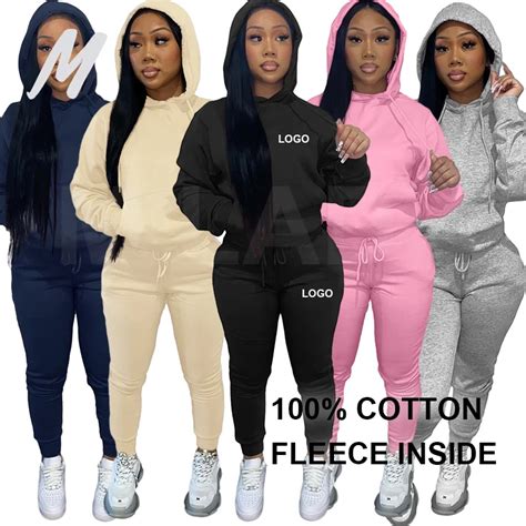 100 Cotton Fleece Inside Custom Logo Sweatpants And Hoodie Sets Custom