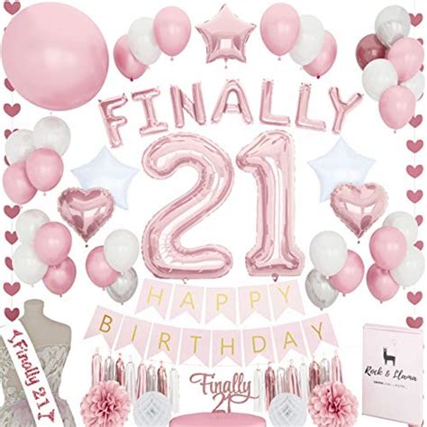 21st Birthday Decorations Rose Gold Finally 21 Letter Balloons Cake