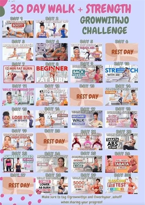 30 Days Walking Workout Challenge Growwithjo Artofit