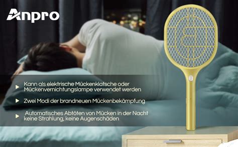 Anpro Elektrische Fliegenklatsche Elektrische Fliegenfänger Moskito