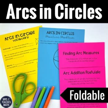 Arcs In Circles Foldable By Mrs E Teaches Math TpT