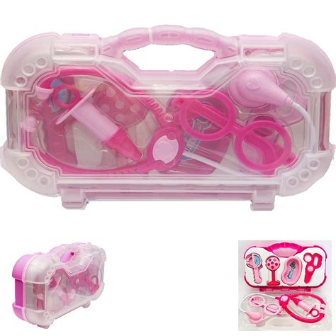 Maleta Mini Doutora Kit Médico Infantil Paki Toys 7 Peças Colorida Rosa