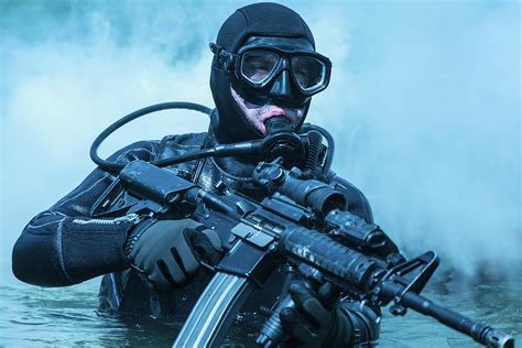 Frogman With Complete Diving Gear Photograph By Oleg Zabielin Pixels